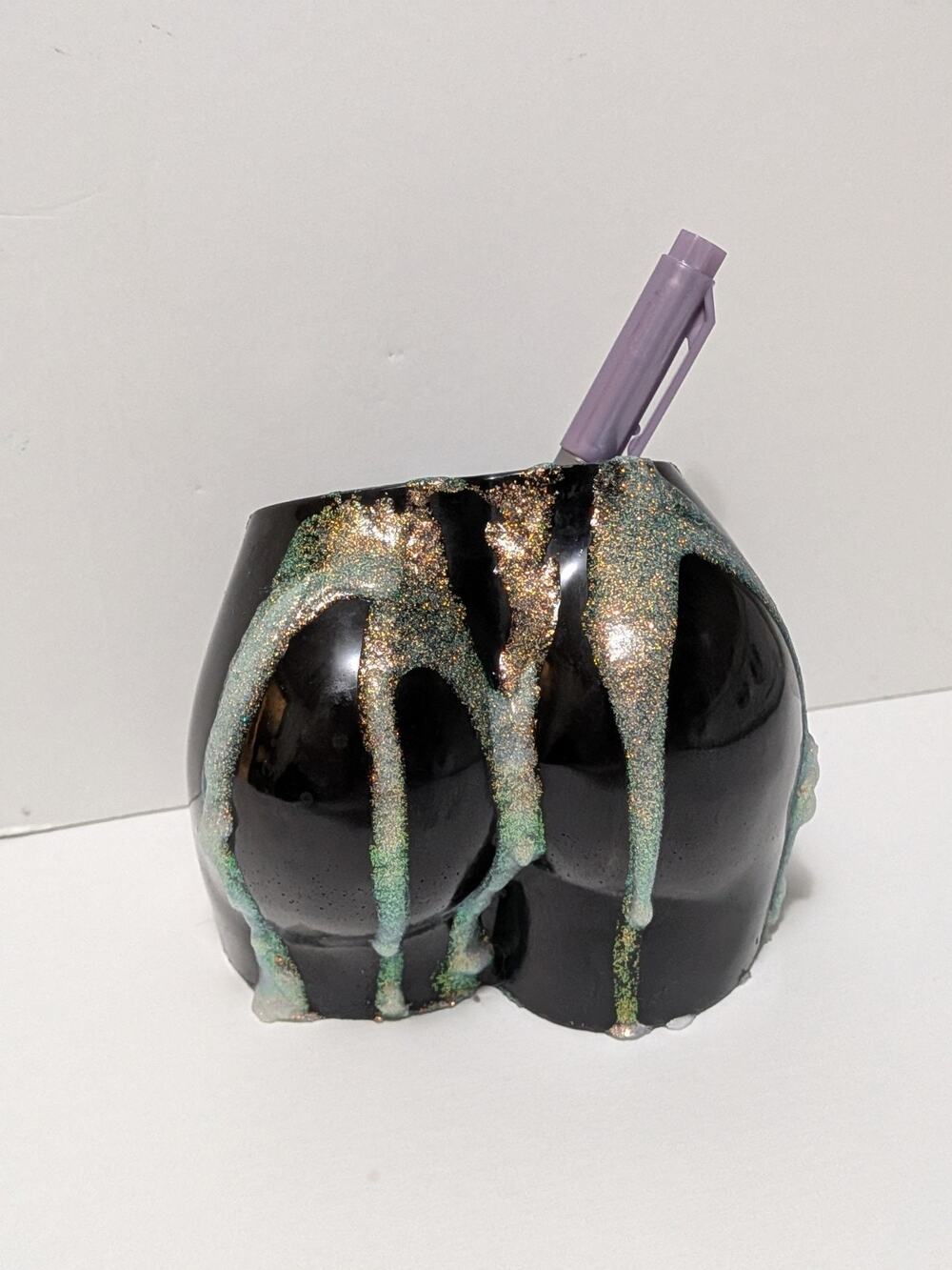 Handmade Glitter Resin Drip Juicy Butt Planter/Pen/Makeup Brush Holder
